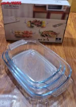 طقم زجاج بايركس حراري سميك 3 قطع يتحمل 400°