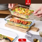 ⁦طقم زجاج بايركس حراري سميك 3 قطع يتحمل 400°⁩ - الصورة ⁦2⁩