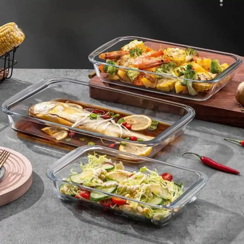 طقم زجاج بايركس حراري سميك 3 قطع يتحمل 400°